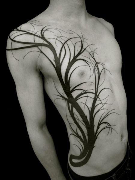 Side Tribal Tree Tattoo by Apocaript