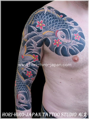 Tatuaggio Spalla Braccio Giapponesi Carpa di Hori Hiro