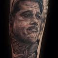 Arm Portrait Realistic Brad Pitt tattoo by Artrock
