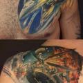 Shoulder Realistic Chest Helicopter Airplane War tattoo by Artrock