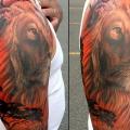 Shoulder Realistic Lion tattoo by Artrock