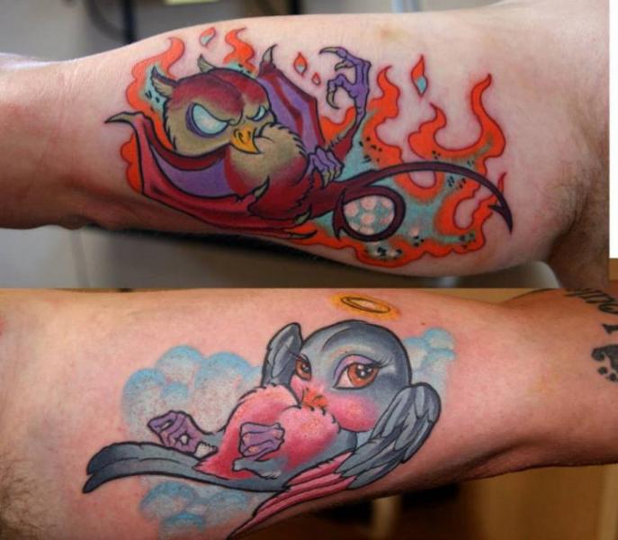 Arm Swallow Angel Devil Tattoo by Dark Art Tattoo
