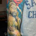 Buddha Religious Sleeve tattoo by Dark Art Tattoo