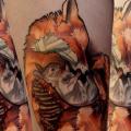 Rabbit Fox Thigh tattoo by Dark Art Tattoo