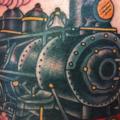 Arm Old School Train tattoo by Chad Koeplinger