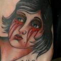 tatuaje Old School Pie Mujer Sangre por Chad Koeplinger