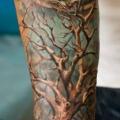 tatuaje Brazo Realista Ojo Árbol por Ivan Yug