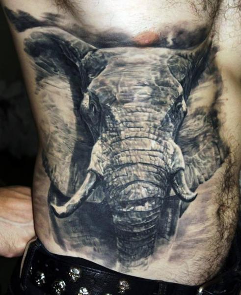 Realistic Side Elephant Tattoo by Ivan Yug
