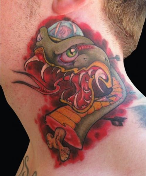 Tatuaż Fantasy Wąż Szyja przez Ed Perdomo