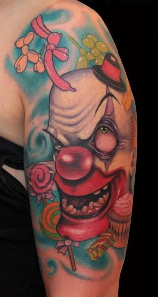 Shoulder Fantasy Clown Tattoo by Ed Perdomo