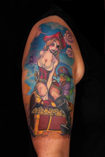 Schulter Fantasie Pirat Tattoo von Ed Perdomo