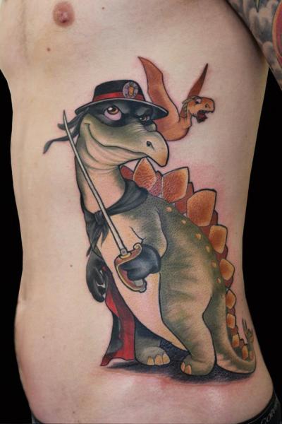 Fantasy Side Dinosaur Tattoo by Ed Perdomo