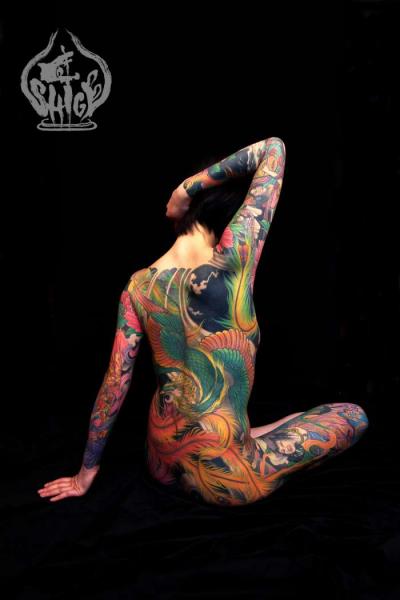 Arm Bein Japanische Rücken Po Phoenix Körper Tattoo von Yellow Blaze Tattoo