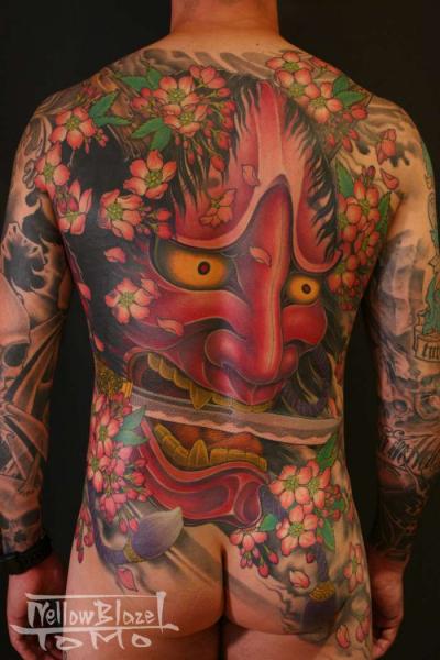 Tatuaggio Braccio Giapponesi Schiena Maschera Sedere Corpo di Yellow Blaze Tattoo