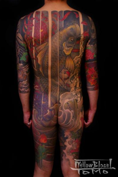 Japanische Rücken Karpfen Po Koi Körper Tattoo von Yellow Blaze Tattoo