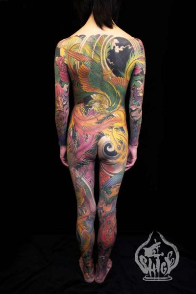Tatuaggio Braccio Gamba Giapponesi Schiena Sedere Fenice Corpo di Yellow Blaze Tattoo