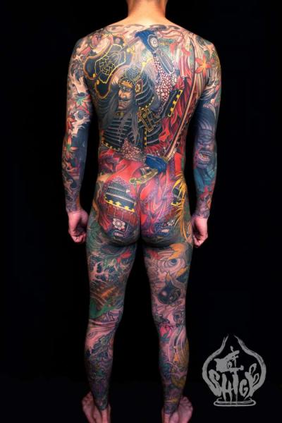 Tatuaggio Giapponesi Schiena Samurai Sedere Corpo di Yellow Blaze Tattoo