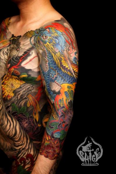 Shoulder Arm Japanese Dragon Tattoo by Yellow Blaze Tattoo