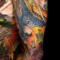 肩 腕 日本語 ドラゴン タトゥー よって Yellow Blaze Tattoo