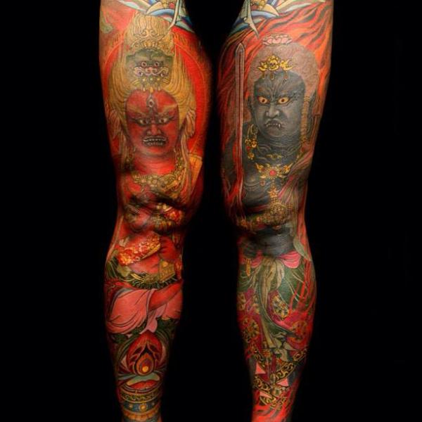 Leg Japanese Demon Tattoo by Yellow Blaze Tattoo