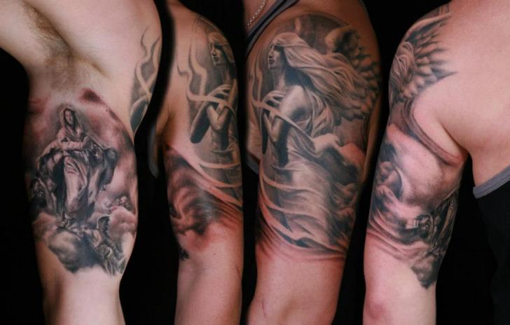 Tatouage Épaule Fantaisie Ange par Heidi Hay Tattoo