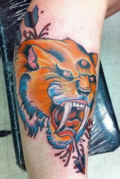 Arm New School Tiger Tattoo von Da Vinci Tattoo