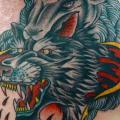 Old School Back Wolf Lamb tattoo by Da Vinci Tattoo