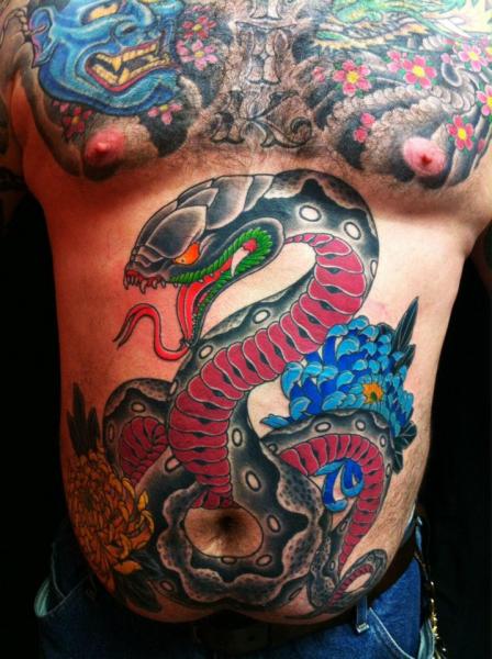 Tatouage Serpent Ventre par Da Vinci Tattoo