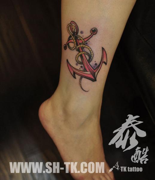 Tatuaż Noga Kotwica przez SH TH
