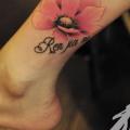 Realistic Leg Flower tattoo by SH TH