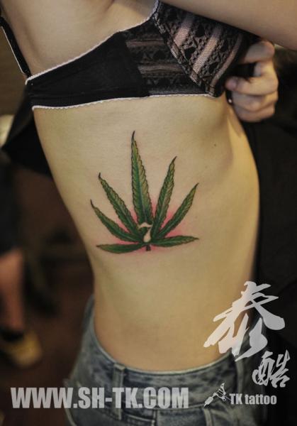 Side Leaf Tattoo by SH TH