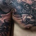 tatuaggio Spalla Petto Giapponesi Draghi di Heihuotang Tattoo