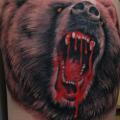 Realistic Leg Bear Blood tattoo by Heihuotang Tattoo