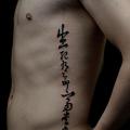 Side Lettering tattoo by Heihuotang Tattoo