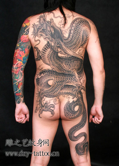 Tatuaggio Gamba Giapponesi Schiena Draghi Sedere di Dzy Tattoo