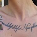 Flower Lettering Breast tattoo by Elektrisk Tatovering