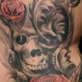 Flower Side Skull tattoo by Elektrisk Tatovering