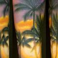 Arm Realistische Landschaft Palme tattoo von Attitude Tattoo Studio