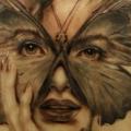 Women Butterfly Mask Breast tattoo by 28 Tattoo