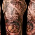 Shoulder Clock Owl tattoo by 28 Tattoo
