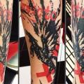 tatuaje Brazo Trash Polka por World's End Tattoo