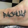 Foot Lettering tattoo by World's End Tattoo