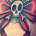 Bein Totenkopf Schleife tattoo von World's End Tattoo