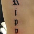 Side Lettering tattoo by Popeye Tattoo