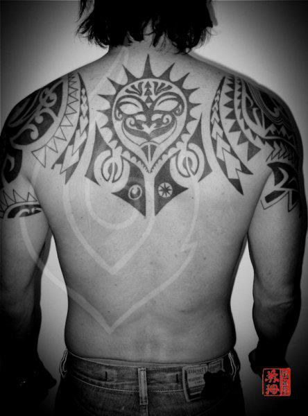 Shoulder Back Tribal Maori Tattoo by Ink Tank