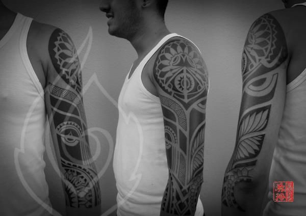 Tribal Maori Sleeve Tattoo by Ink Tank