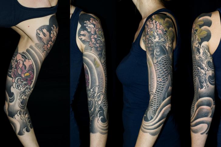 Arm Japanese Wave Tattoo by Shane Tan