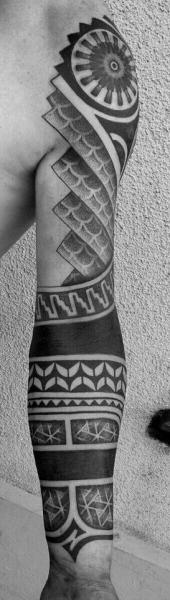 Arm Tribal Dotwork Tattoo by Mahakala Tattoo