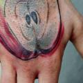 Hand Apple tattoo by Jessica Mach