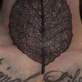 Neck Dotwork Leaf tattoo by Jessica Mach
